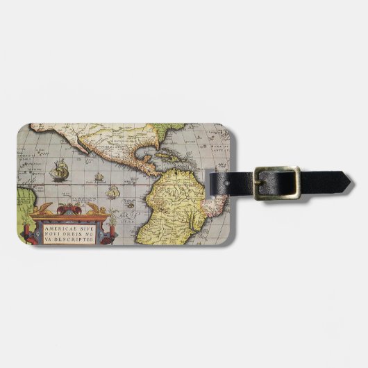 アンティークワールドマップザアメリカバイアブラハム・オルテリウス ラゲッジタグ (正面横)