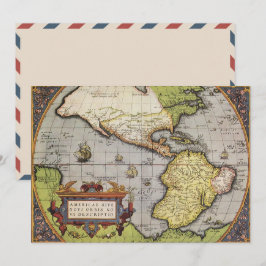 アンティークワールドマップザアメリカバイアブラハム・オルテリウス 招待状