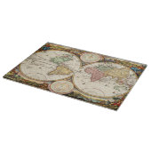 アンティークワールドマップツー半球レアヴィンテージアート カッティングボード (角)