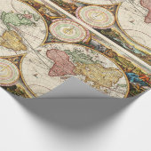 アンティークワールドマップツー半球レアヴィンテージアート ラッピングペーパー (角)
