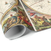 アンティークワールドマップツー半球レアヴィンテージアート ラッピングペーパー (ロールコーナー)