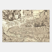 アンティークワールドマップノースおよび南米 ラッピングペーパーシート (正面)