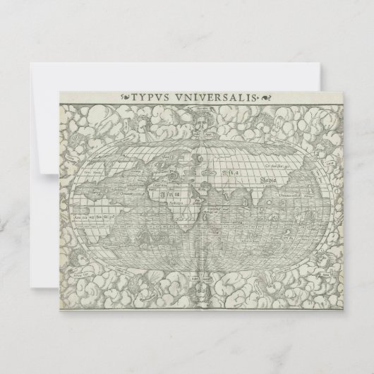 アンティークワールドマップバイセバスチャンミュンスターサーカ1560 招待状 (正面)