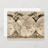 アンティークワールドマップバイフィリップエッケブレヒト- 1630 招待状 (正面/裏面)