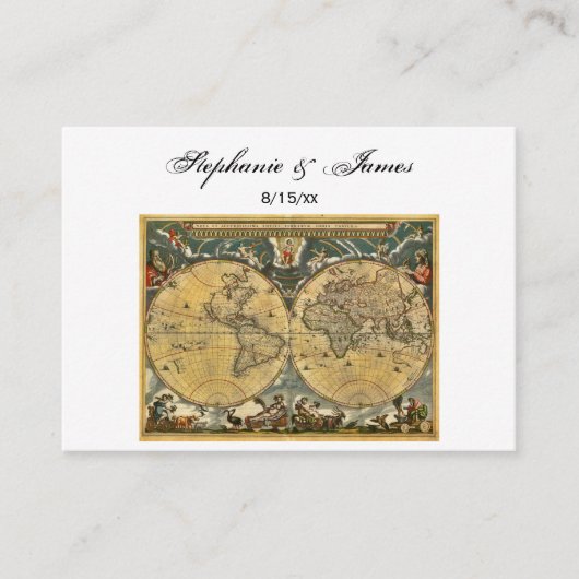 アンティークワールドマップホワイト#2座席表 プレイスカード (正面)