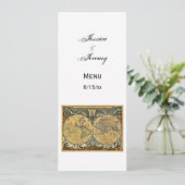 アンティークワールドマップホワイト#3メニューカード 招待状 (スタンド正面)