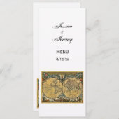 アンティークワールドマップホワイト#3メニューカード 招待状 (正面/裏面)