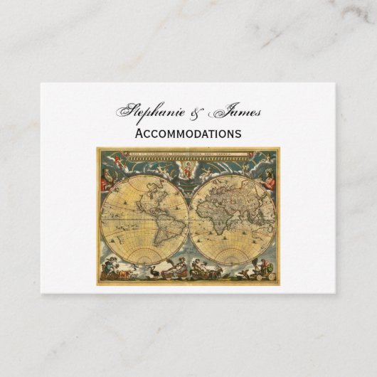 アンティークワールドマップホワイトBG宿泊施設 エンクロージャーカード (正面)