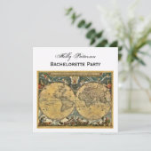 アンティークワールドマップホワイトBG SQバチェロレッテ 招待状 (スタンド正面)