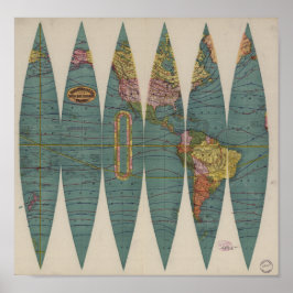 アンティークワールドマップランドMcNally 1891 ポスター