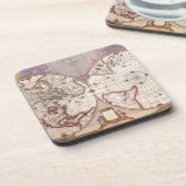 アンティークワールドマップリトグラフエレガント コースター (左側)