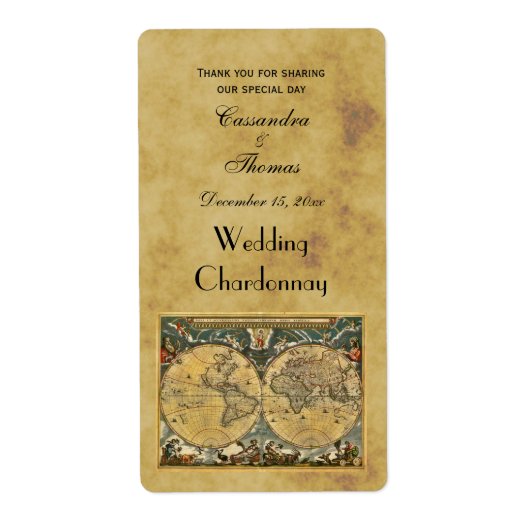 アンティークワールドマップ動揺してBGワインラベル ラベル (正面)