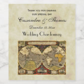 アンティークワールドマップ#2、動揺してBG #3ワインラベル ワインラベル (シングルラベル)