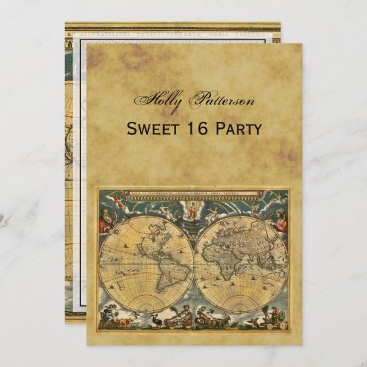 アンティークワールド動揺してマップ、BG V Sweet 16 招待状 (正面/裏面)