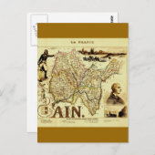 アンティークヴィルレミン19世紀フランスの地図アイン ポストカード (正面/裏面)
