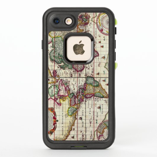 アンティークヴィンテージの世界地図 LifeProof iPhoneケース (裏面)