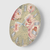 アンティークヴィンテージの花と花びらオンダマスク紙 ラージ壁時計 (傾斜)
