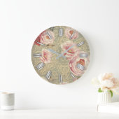 アンティークヴィンテージの花と花びらオンダマスク紙 ラージ壁時計 (ホーム)