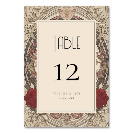 アンティークヴィンテージアールヌーボーバラ結婚フローラ テーブルナンバー (正面)