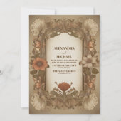 アンティークヴィンテージアールヌーボー結婚フローラ 招待状 (正面)