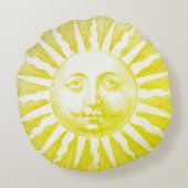 アンティークヴィンテージイエローサン顔 ラウンドクッション (裏面)