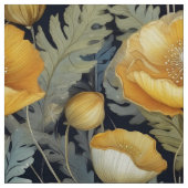 アンティークヴィンテージイエローポピー織物 ファブリック (見本)