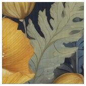 アンティークヴィンテージイエローポピー織物 ファブリック (クローズアップ)