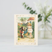 アンティークヴィンテージイースターグリースバニーガール シーズンポストカード (スタンド正面)