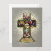 アンティークヴィンテージイースター宗教十字架 シーズンポストカード (正面/裏面)