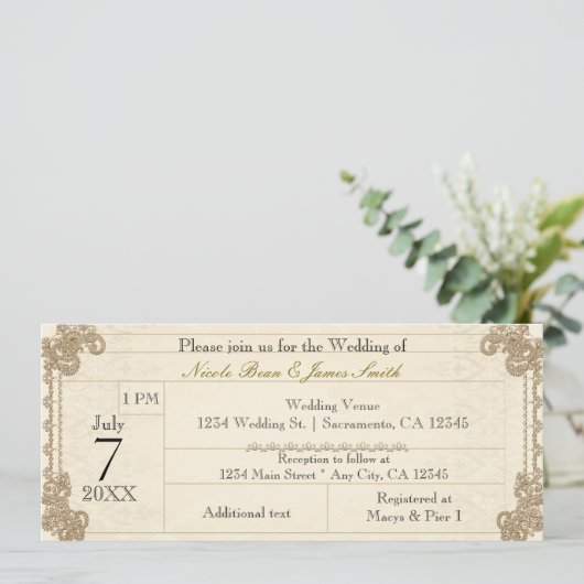 アンティークヴィンテージエレガレースのようントウェディング招待状 招待状 (スタンド正面)