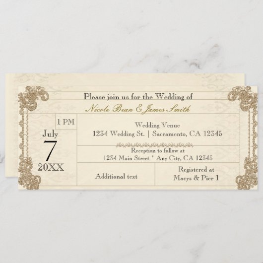 アンティークヴィンテージエレガレースのようントウェディング招待状 招待状 (正面/裏面)