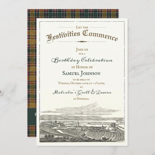 アンティークヴィンテージエレガントケルト誕生日招待状 招待状 (正面/裏面)