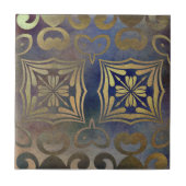 アンティークヴィンテージエレガント銅及びブルーモザイク タイル (正面)