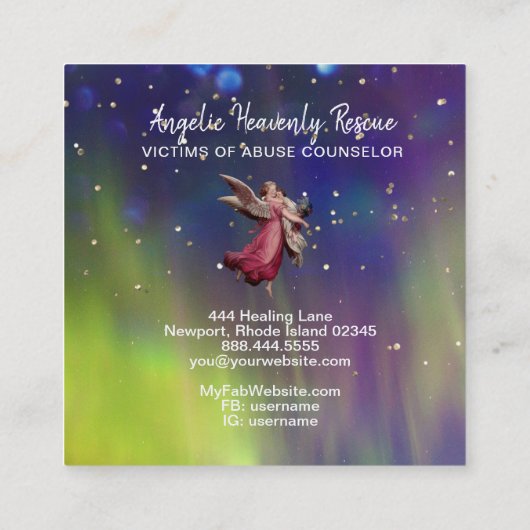 *～*アンティークヴィンテージエンジェルが虐待された子供を救う  スクエア名刺 (裏面)