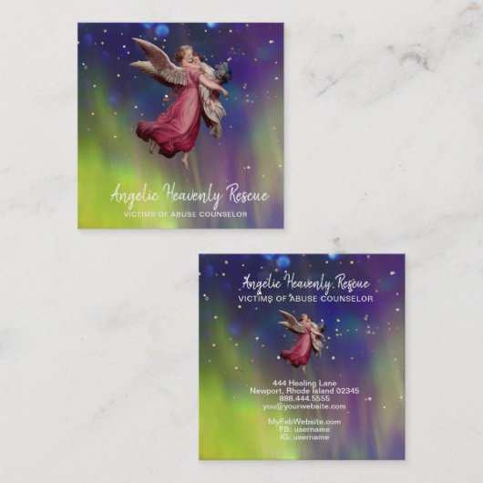 *～*アンティークヴィンテージエンジェルが虐待された子供を救う  スクエア名刺 (正面/裏面)