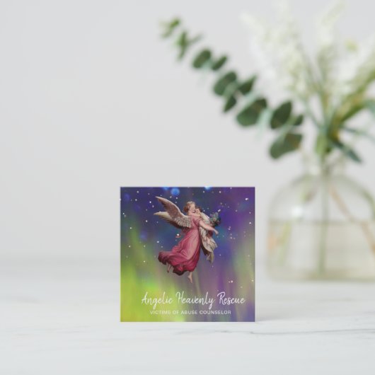 *～*アンティークヴィンテージエンジェルが虐待された子供を救う  スクエア名刺 (スタンド正面)