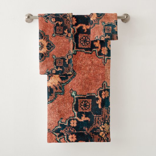 アンティークヴィンテージオリエンタルテラコッタペルシャカーペット バスタオルセット (インサイチュ)