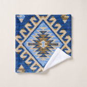 アンティークヴィンテージオリエンタルブルーベージュキリムトルコ バスタオルセット (ウォッシュタオル)