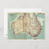 アンティークヴィンテージオーストラリア大陸詳細地図 ポストカード (正面/裏面)