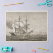 アンティークヴィンテージオールドセーリングボートベージュ 薄葉紙 (クラフト)