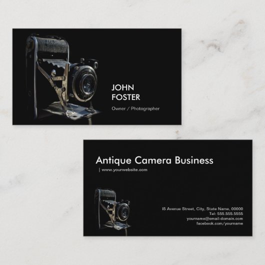 アンティークヴィンテージカメラストア – 写真家 名刺 (正面/裏面)