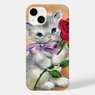 アンティークヴィンテージキャットコケットかわいい子猫バラ Case-Mate iPhone 14ケース