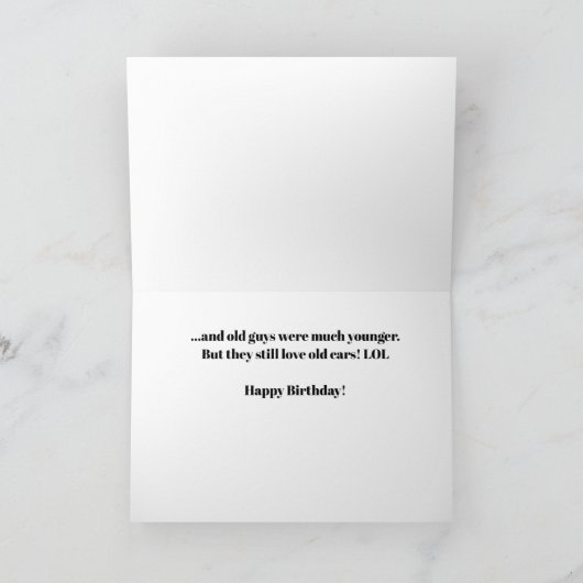 アンティークヴィンテージクラシック車ガイおもしろい誕生日カード カード (内部)