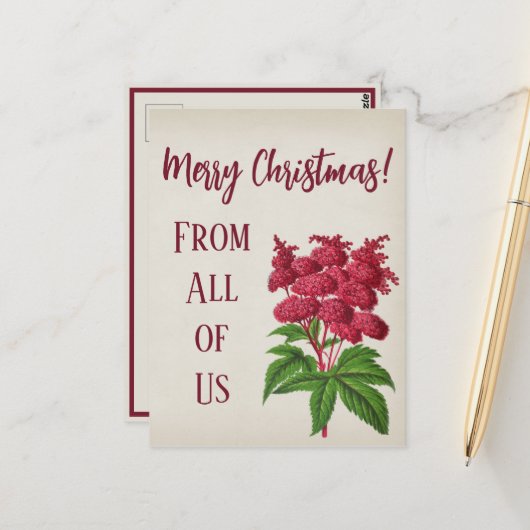 アンティークヴィンテージクリスマスレッドスピレアパルマタカード ポストカード (正面/裏面インサイチュ)