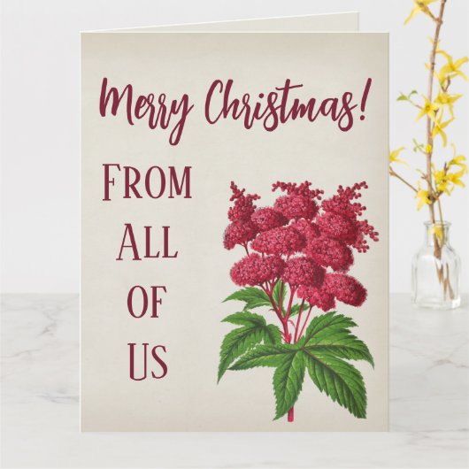 アンティークヴィンテージクリスマスレッドスピレアパルマタ カード (黄色い花)