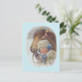 アンティークヴィンテージザウィンターポニーホースハガキ ポストカード (スタンド正面)