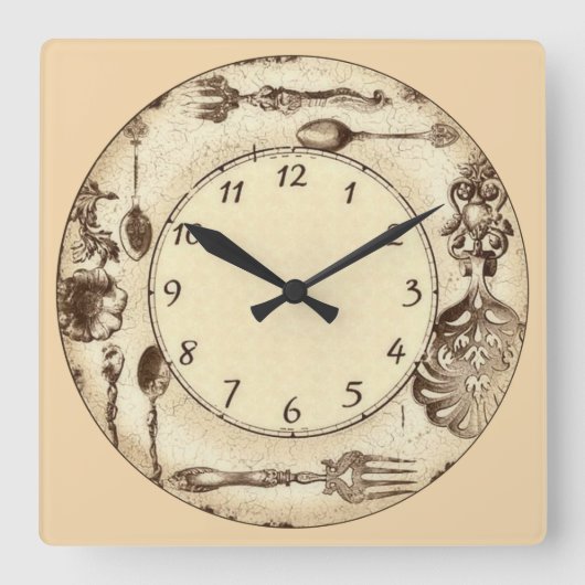 アンティークヴィンテージシルバーウェア スクエア壁時計 (正面)