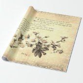 アンティークヴィンテージセピアデイジー詩の花 ラッピングペーパー (アンロールド)
