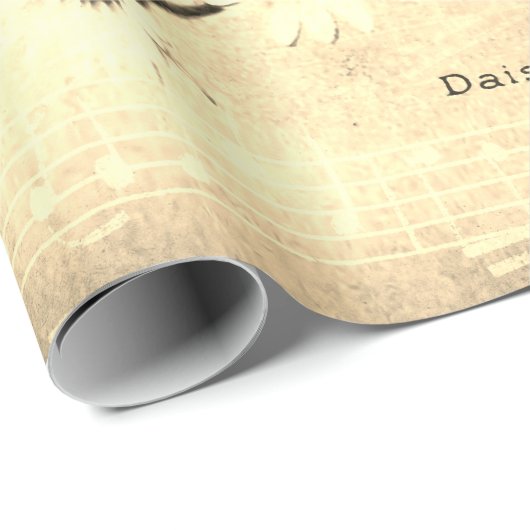 アンティークヴィンテージセピアデイジー詩の花 ラッピングペーパー (ロールコーナー)