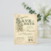 アンティークヴィンテージタイポグラフィ日付ポストカードの保存 案内ポストカード (スタンド正面)